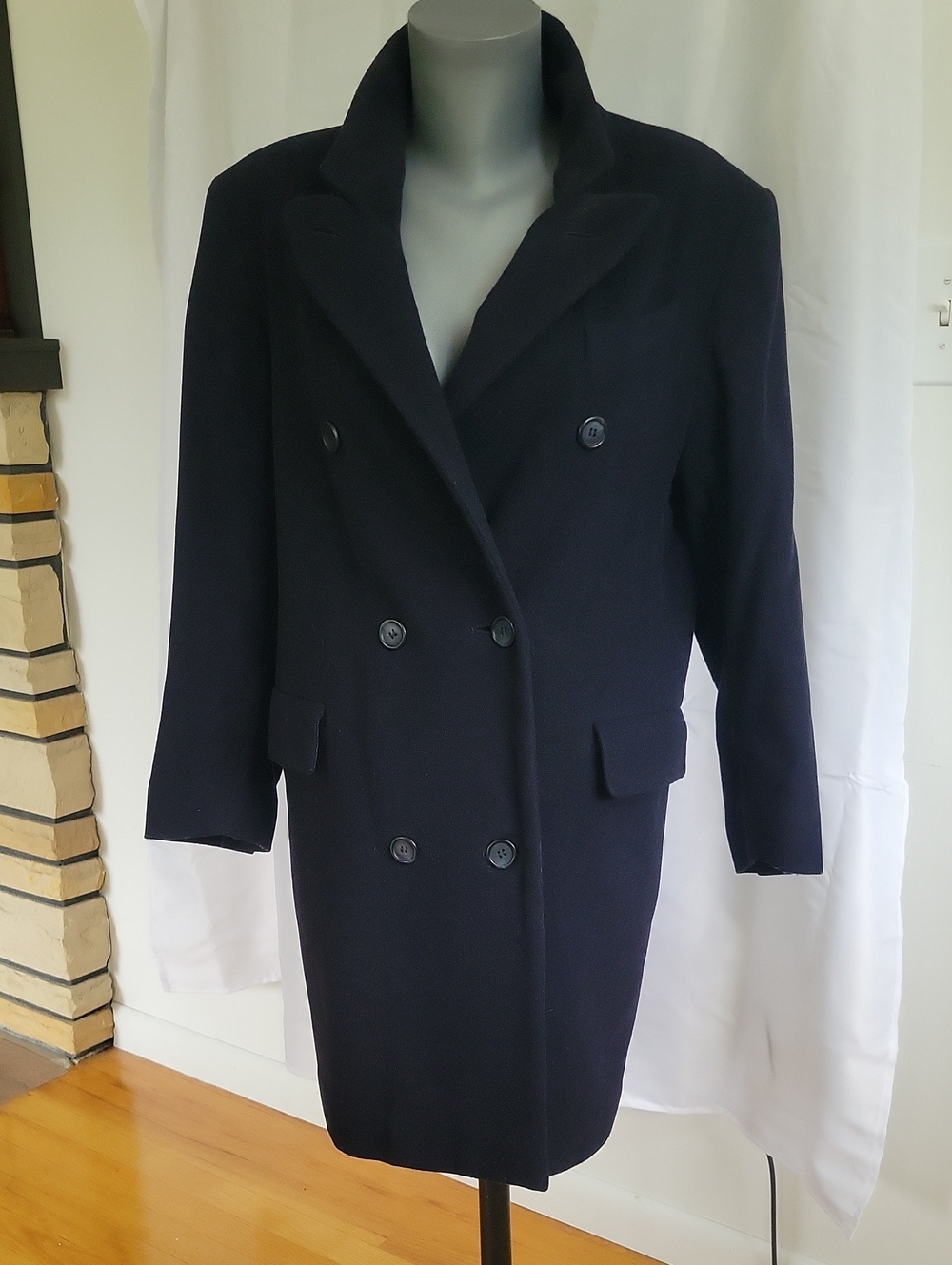 London Fog Wool Cashmere Blend Coat 8P Blue Y2K Vintage